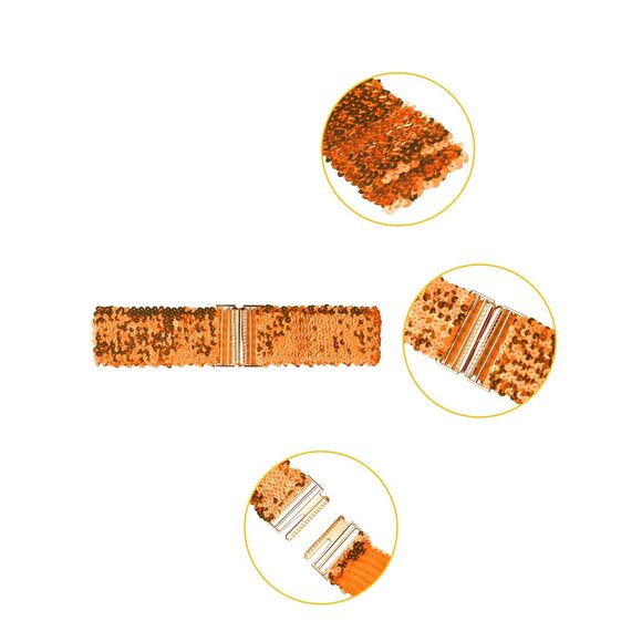6951 Ladies Shinny Wide Waist Belts Interlock Buckles Sequins Decor main image 4